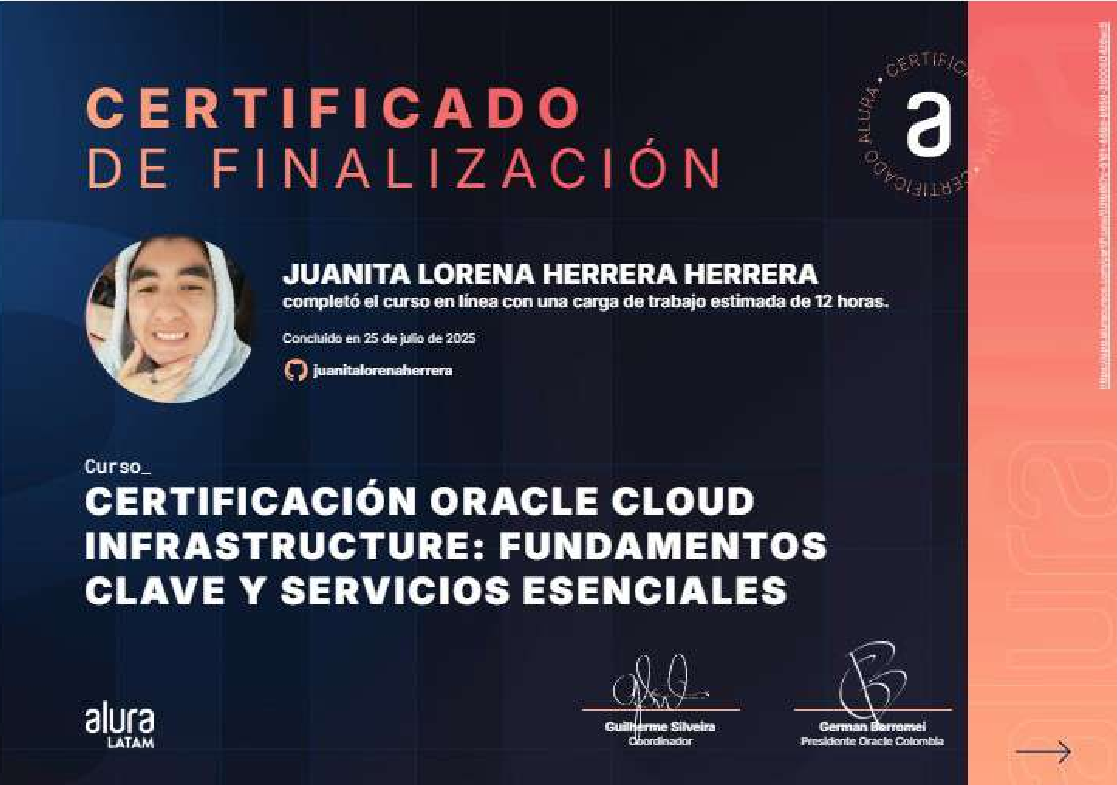 Certificado Oracle Cloud Fundamentos